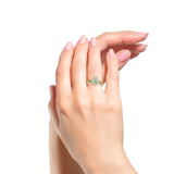 SCARLETT | Scalloped Pavé Split Shoulder Pear Shape Ring in Yellow Gold