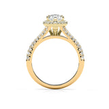 SCARLETT | Scalloped Pavé Split Shoulder Pear Shape Ring in Yellow Gold