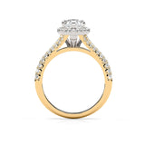 SCARLETT | Scalloped Pavé Split Shoulder Pear Shape Ring in Yellow & White Gold