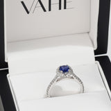 Sri Lankan Sapphire and White Diamond Ring in 18ct White Gold