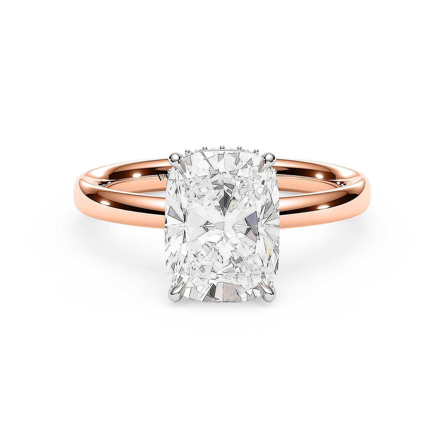 TIFFANY Hidden Halo Elongated Cushion Diamond Ring in Rose