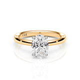 TIFFANY | Hidden Halo Oval Shape Diamond Ring in Yellow & White Gold