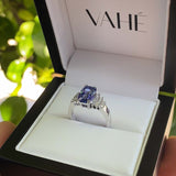 Tanzanite and White Diamond Ring in 18ct White Gold