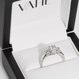 Three Stone Oval Shape Ring in 18ct White Gold