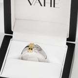 Trilliant Diamond Gents Ring in 18ct White & Yellow Gold