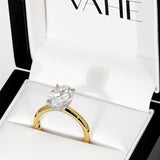 TIFFANY | Hidden Halo Oval Shape Diamond Ring in Yellow & White Gold
