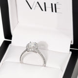 AIDA | French Pavé Cathedral Halo Oval Shape Diamond Ring in 18ct White Gold