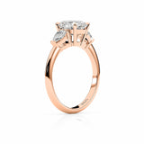 ZARA | Three Stone Oval & Pear Shape Diamond Ring in Rose Gold