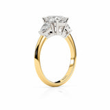 ZARA | Three Stone Oval & Pear Shape Diamond Ring in Yellow & White Gold