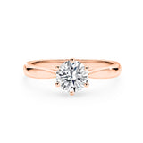 ZIA | Six Claw Solitaire Round Brilliant Diamond Ring in Rose Gold