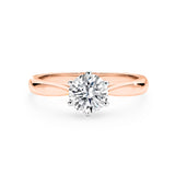 ZIA | Six Claw Solitaire Round Brilliant Diamond Ring in Rose & White Gold