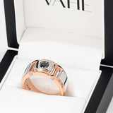 Black Diamond Gents Ring in 18ct Rose & White Gold