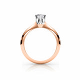 ABI | Sechs-Krappen-Solitärring mit rundem Brillantdiamant in 18 Karat Rosé- und Weißgold
