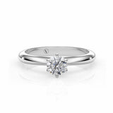 ABI | Six Claw Solitaire Round Brilliant Diamond Ring in Platinum