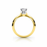 ABI | Six Claw Solitaire Round Brilliant Diamond Ring in Yellow & White Gold