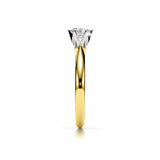 ABI | Six Claw Solitaire Round Brilliant Diamond Ring in Yellow & White Gold