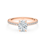 ADALET | Pavé Solitaire Oval Shape Diamond Ring in Rose Gold