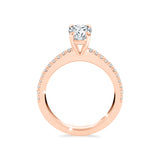 ADALET | Pavé Solitaire Oval Shape Diamond Ring in Rose Gold