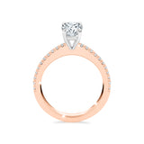 ADALET | Pavé Solitaire Oval Shape Diamond Ring in Rose & White Gold