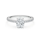 ADALET | Pavé Solitaire Oval Shape Diamond Ring in White Gold