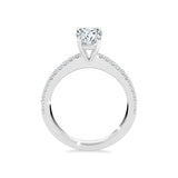 ADALET | Pavé Solitaire Oval Shape Diamond Ring in White Gold