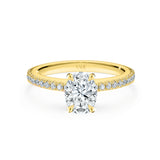 ADALET | Pavé Solitaire Oval Shape Diamond Ring in Yellow Gold