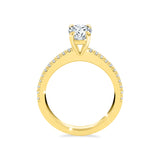 ADALET | Pavé Solitaire Oval Shape Diamond Ring in Yellow Gold