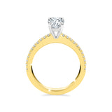 ADALET | Pavé Solitaire Oval Shape Diamond Ring in Yellow & White Gold