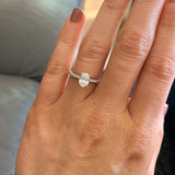 ADALET | Pavé Solitaire Oval Shape Diamond Ring in White Gold