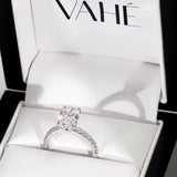 ADALET | Pavé Solitaire Oval Shape Diamond Ring in 18ct White Gold (Customised)