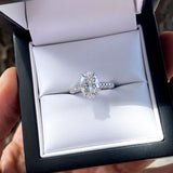 ADALET | Pavé Solitaire Oval Shape Diamond Ring in 18ct White Gold (Customised)