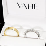 AIDEN | Flat Bevelled Edge & AURORA | Double Base Shared Prong Round Diamond Ring