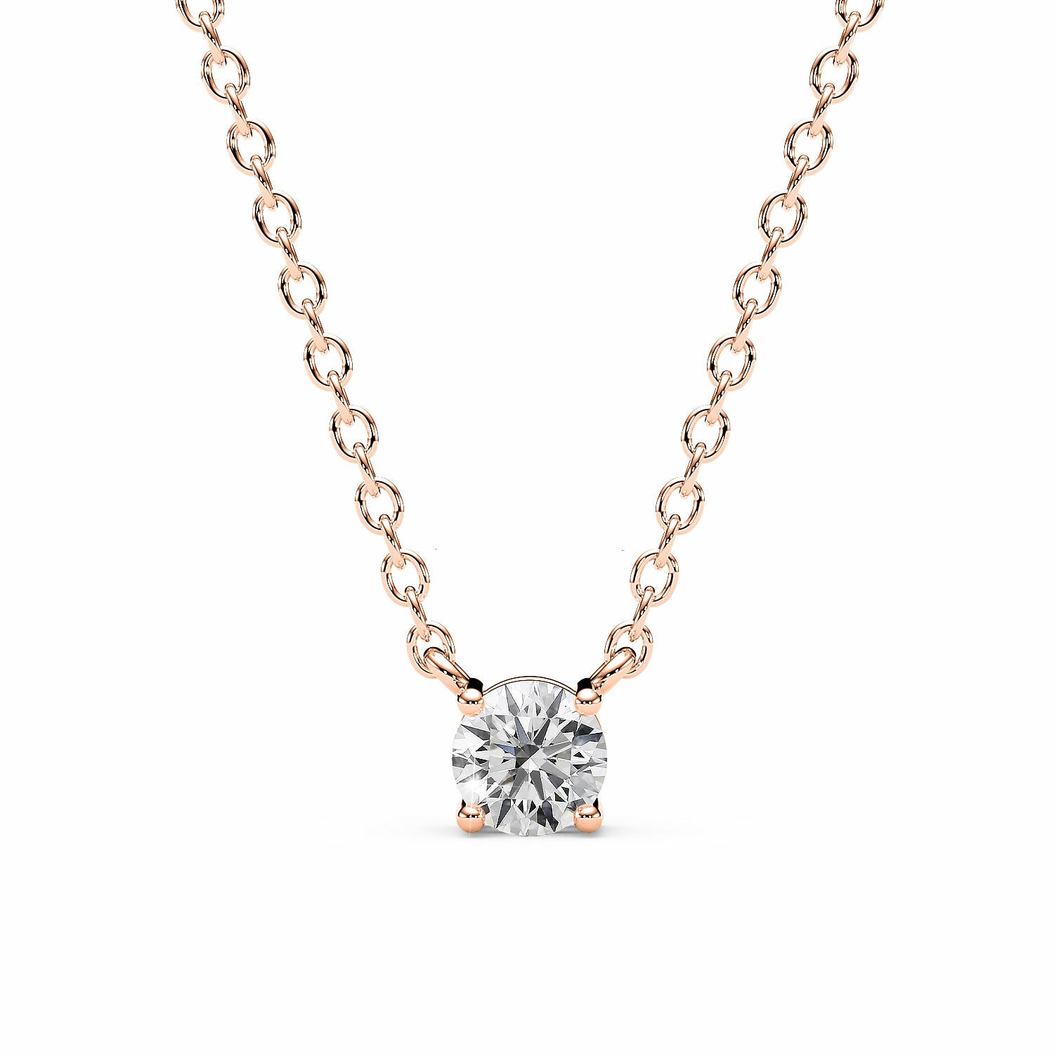 ADRIANA | Round Diamond 4 Prong Solitaire Pendant in Rose Gold