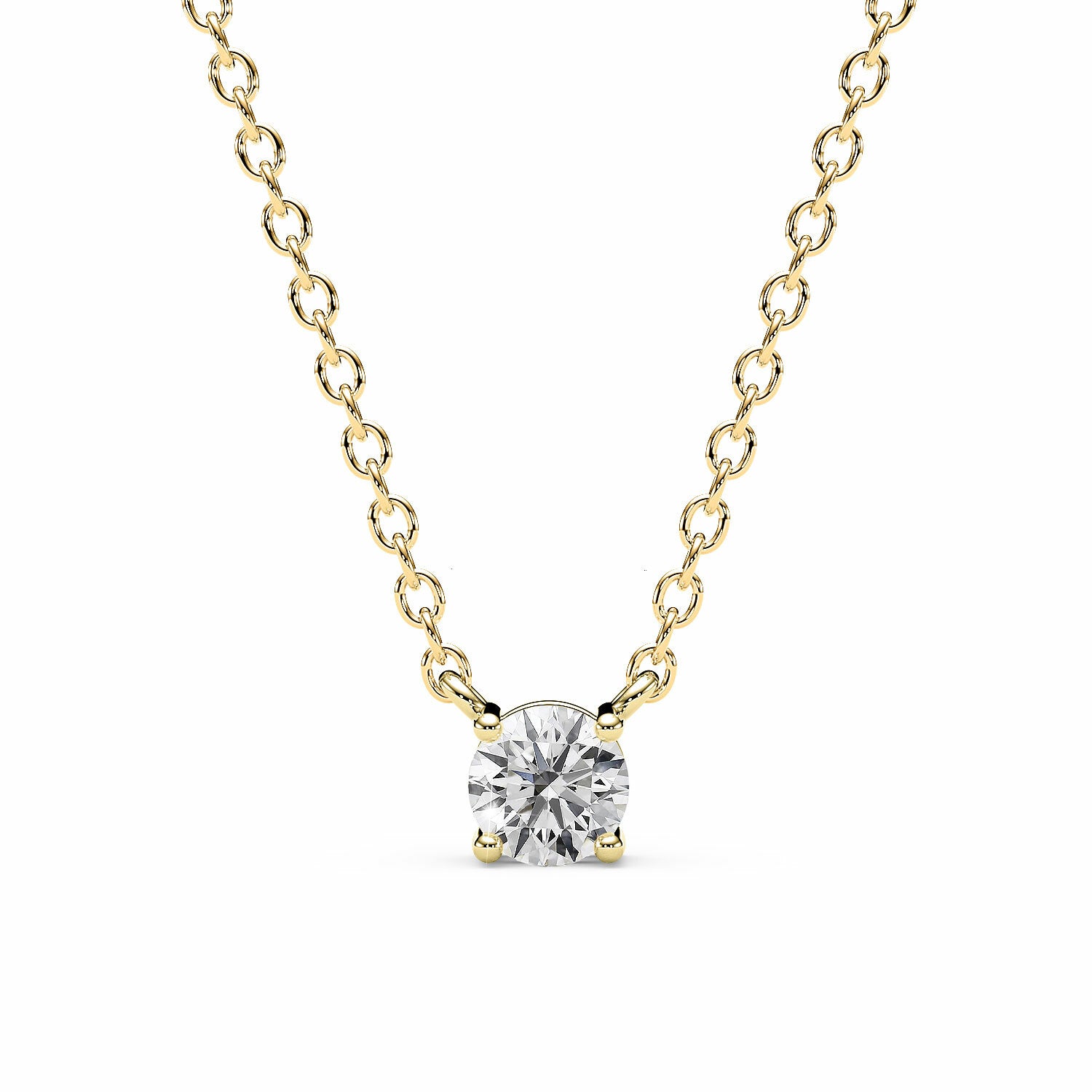 ADRIANA | Round Diamond 4 Prong Solitaire Pendant in Yellow Gold