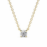 ADRIANA | Round Diamond 4 Prong Solitaire Pendant in Yellow Gold