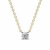ADRIANA | Round Diamond 4 Prong Solitaire Pendant in Yellow & White Gold