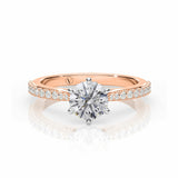 ADRIANA | Tapered Solitaire Round Brilliant Diamond Ring in Rose & White Gold