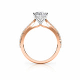 ADRIANA | Tapered Solitaire Round Brilliant Diamond Ring in Rose & White Gold