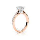 ADRIANA | Tapered Solitaire Round Brilliant Diamond Ring in Rose & White Gold