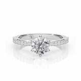 ADRIANA | Tapered Solitaire Round Brilliant Diamond Ring in Platinum