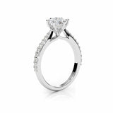 ADRIANA | Tapered Solitaire Round Brilliant Diamond Ring in Platinum