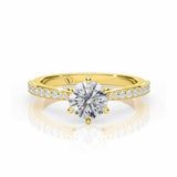 ADRIANA | Tapered Solitaire Round Brilliant Diamond Ring in Yellow Gold