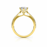 ADRIANA | Tapered Solitaire Round Brilliant Diamond Ring in Yellow Gold