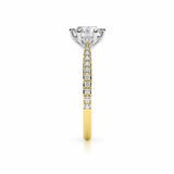 ADRIANA | Tapered Solitaire Round Brilliant Diamond Ring in Yellow & White Gold