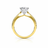 ADRIANA | Tapered Solitaire Round Brilliant Diamond Ring in Yellow & White Gold