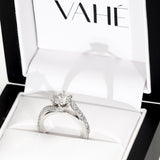 AMARA | Double Row Pavé Twist Round Brilliant Diamond Ring in White Gold