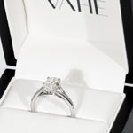ANEESA | Split Band Cathedral Solitaire Oval Shape Diamond Ring in White Gold – in gift box