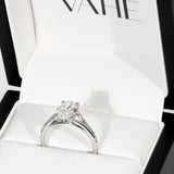 ANEESA | Split Band Cathedral Solitaire Oval Shape Diamond Ring in White Gold – in gift box
