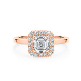 ARI | Scalloped Pavé Asscher Diamond Ring in Rose Gold
