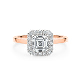 ARI | Scalloped Pavé Asscher Diamond Ring in Rose & White Gold